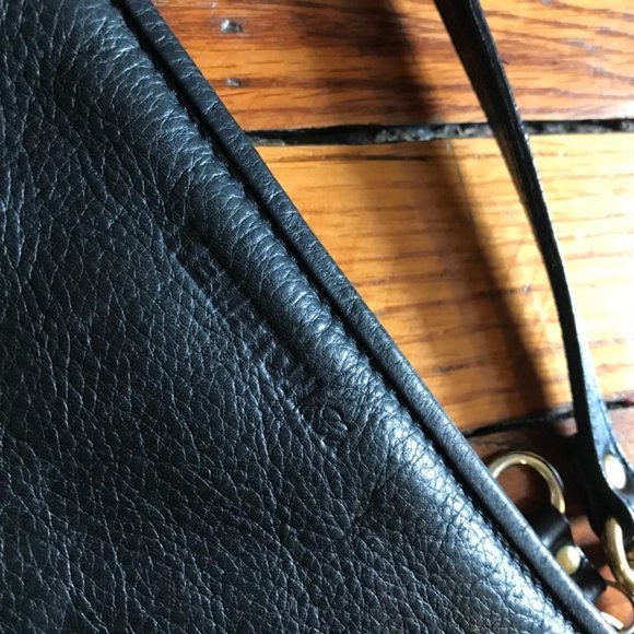 Kempton and Co Nottingham Shearling Black Leather Beige Tan Cream Over the Shoul - Picture 4 of 4